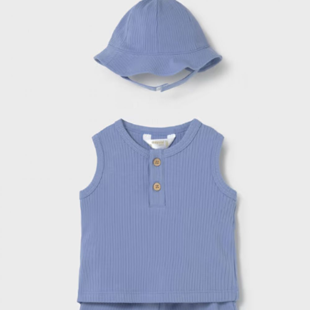 ENSEMBLE 3 PIECES CHAPEAU BLEU