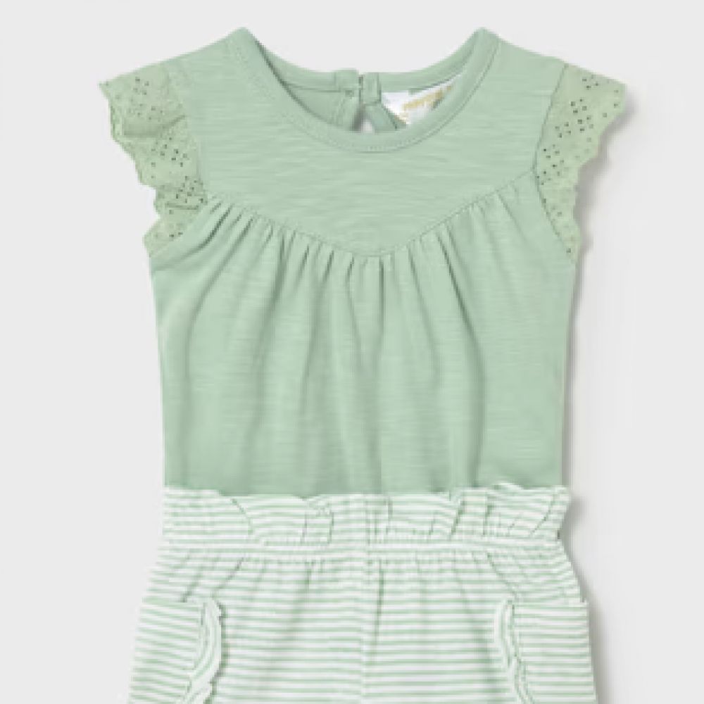 ENSEMBLE BODY SHORT SAUGE RAYURES