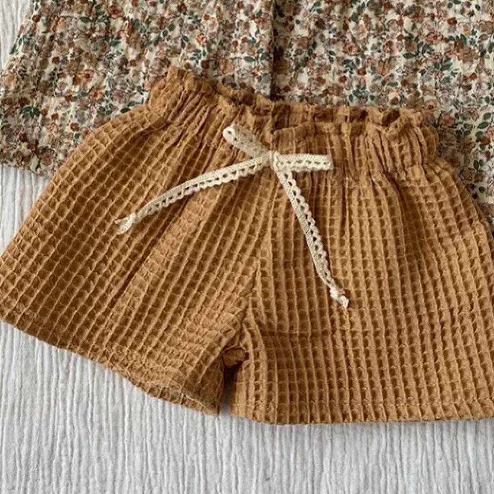 SHORT NID D'ABEILLES CAMEL FILLE