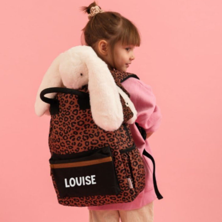 SAC A DOS LEOPARD NOIR ET MARRON