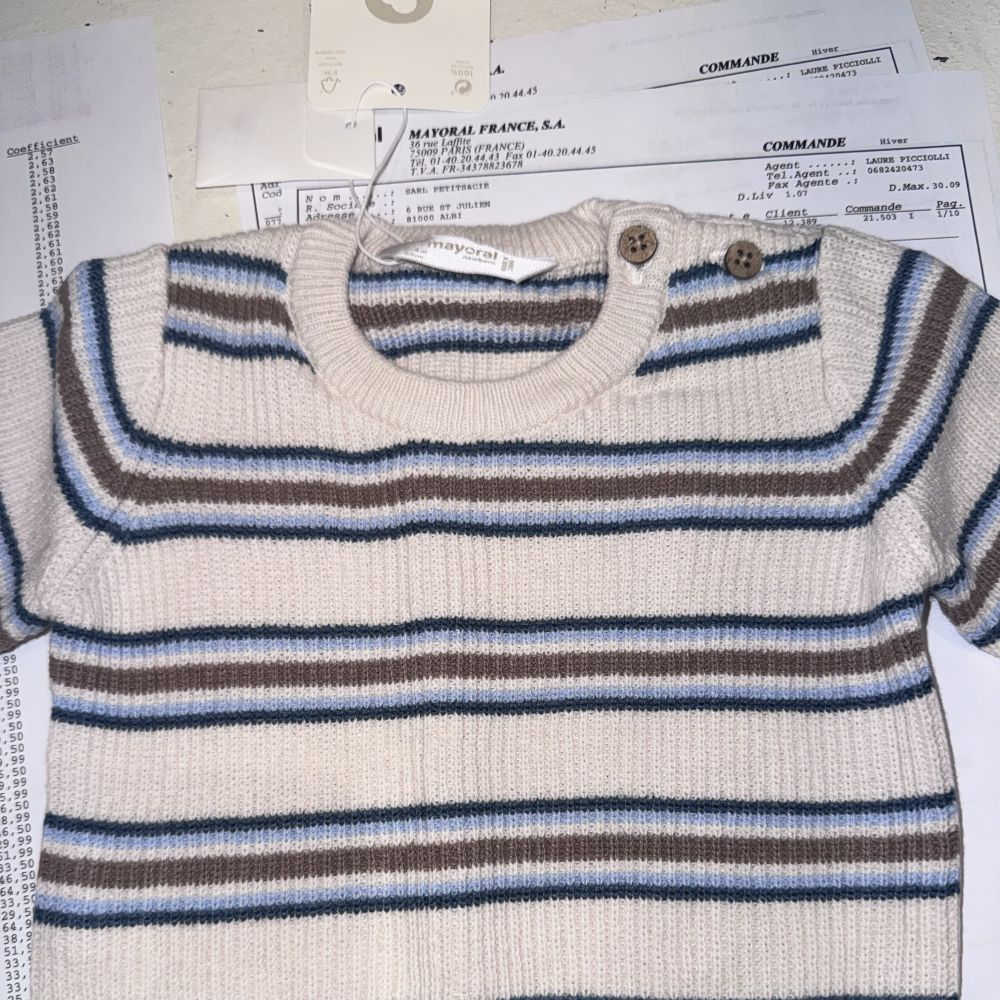PULL RAYURES BLEU BEIGE