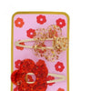 LOT 2 BARRETTES GLITTER FLEUR ROUGE/GOLD
