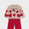 ENSEMBLE PANTALON TRICOT ROUGE COEUR