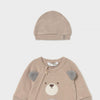 Grenouillere et bonnet beige