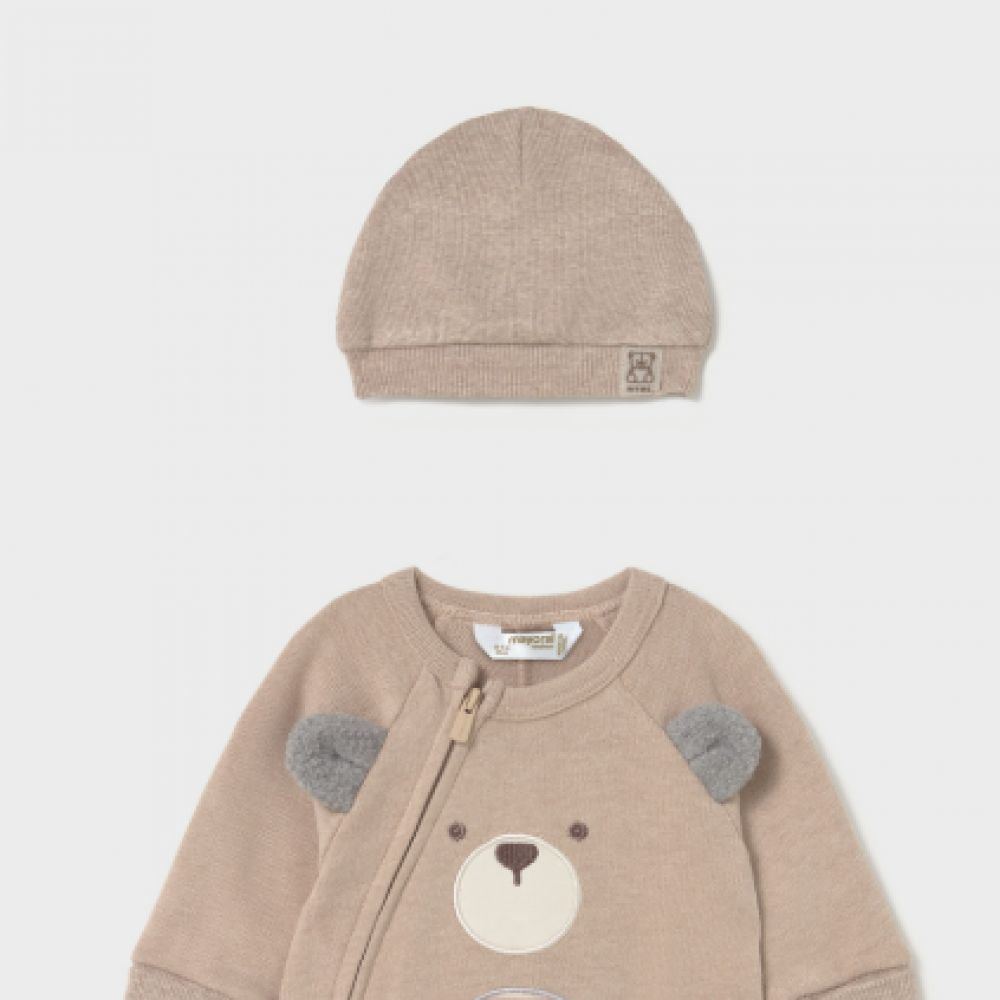 Grenouillere et bonnet beige