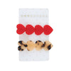 BARRETTES COEURS ROUGE LEOPARD