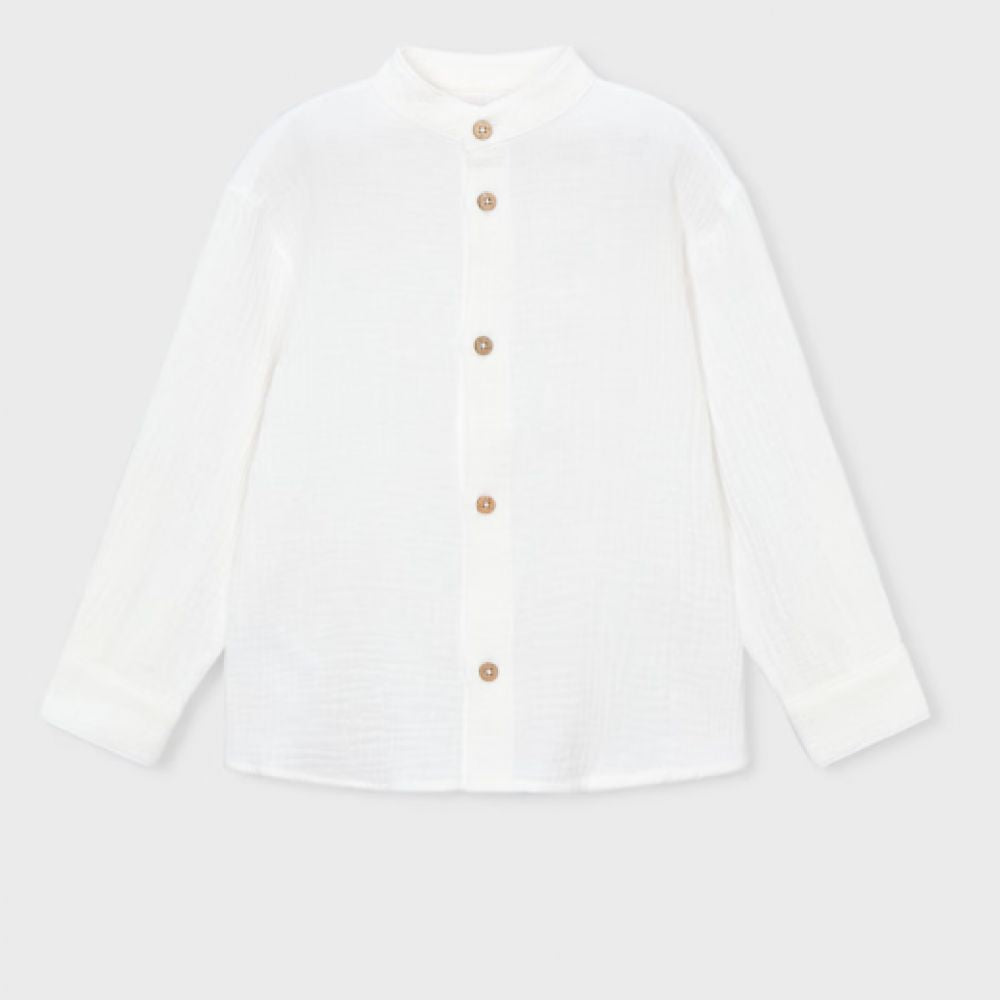 CHEMISE GAZE BLANCHE COL MAO