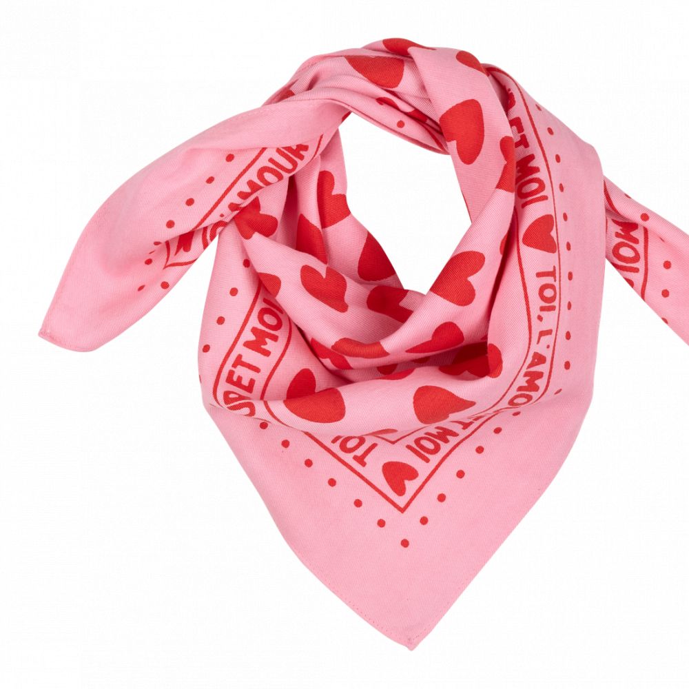 FOULARD 55CM COEUR ROSE ET ROUGE