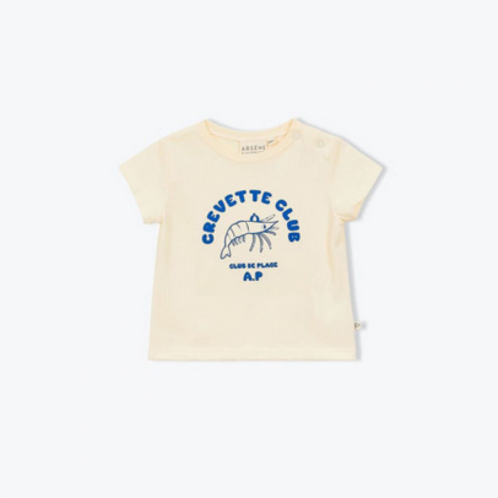 T-SHIRT CREVETTE CLUB ECRU BLEU