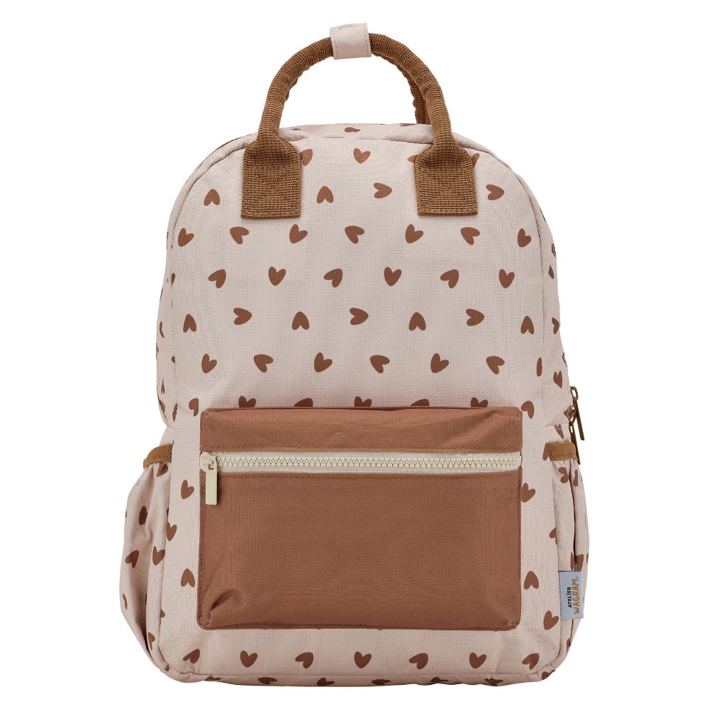 SAC A DOS COEURS CARAMEL ET BEIGE