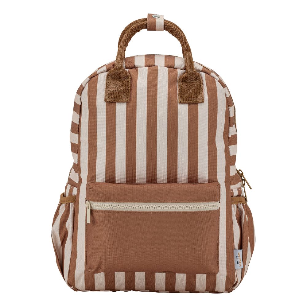 SAC A DOS RAYURES BEIGE ET MARRON