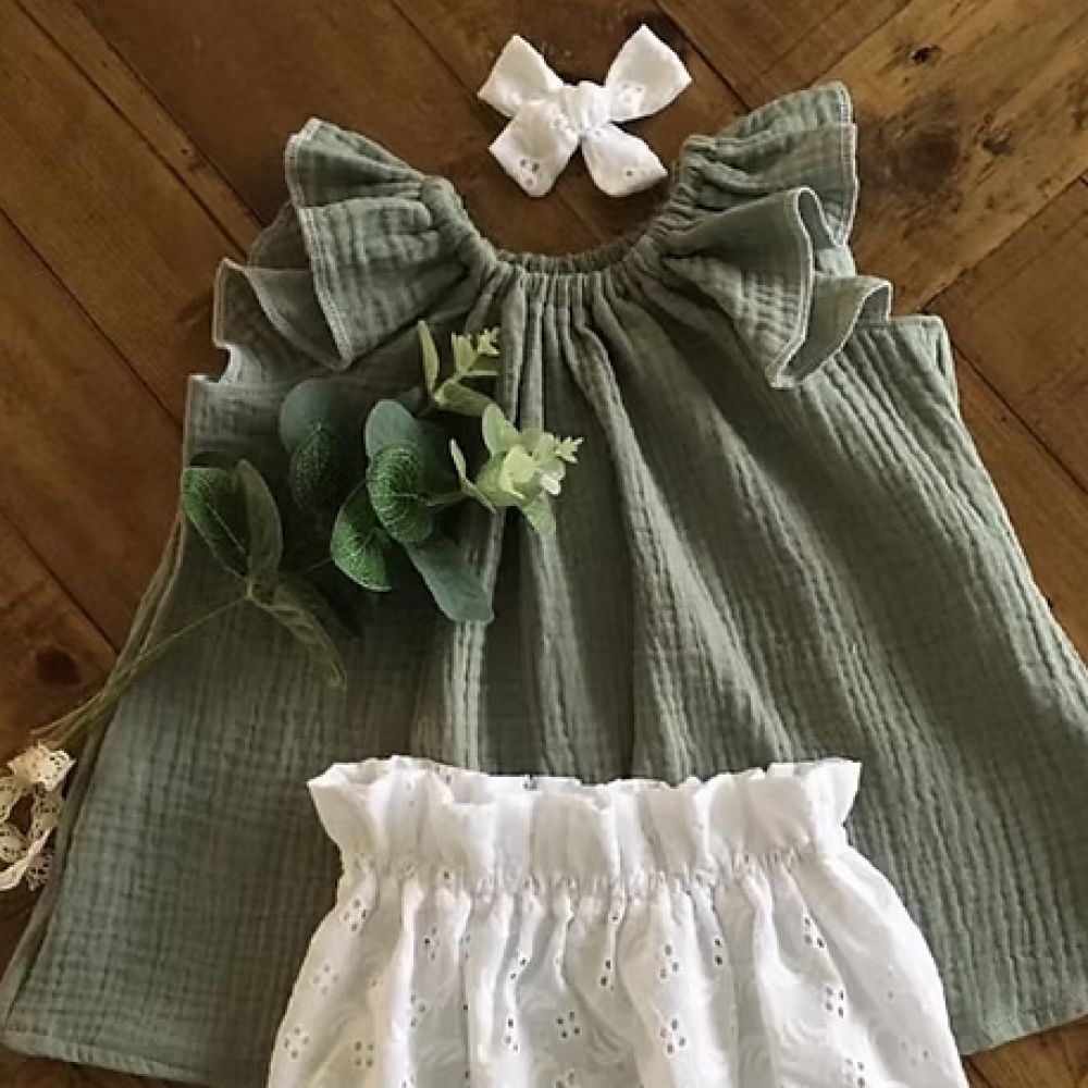 BLOUSE SAUGE SANS MANCHE
