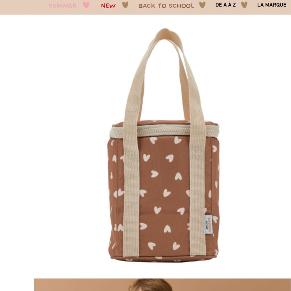 SAC ISOTHERME COEURS BEIGE / FOND MARRON