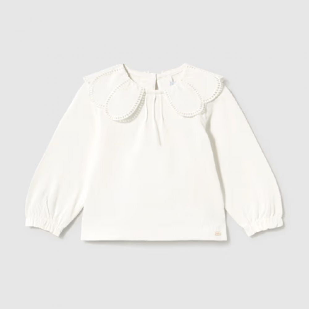 T-SHIRT BLANC COL PLAT ML