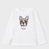 T-SHIRT ML CHIEN ECRU