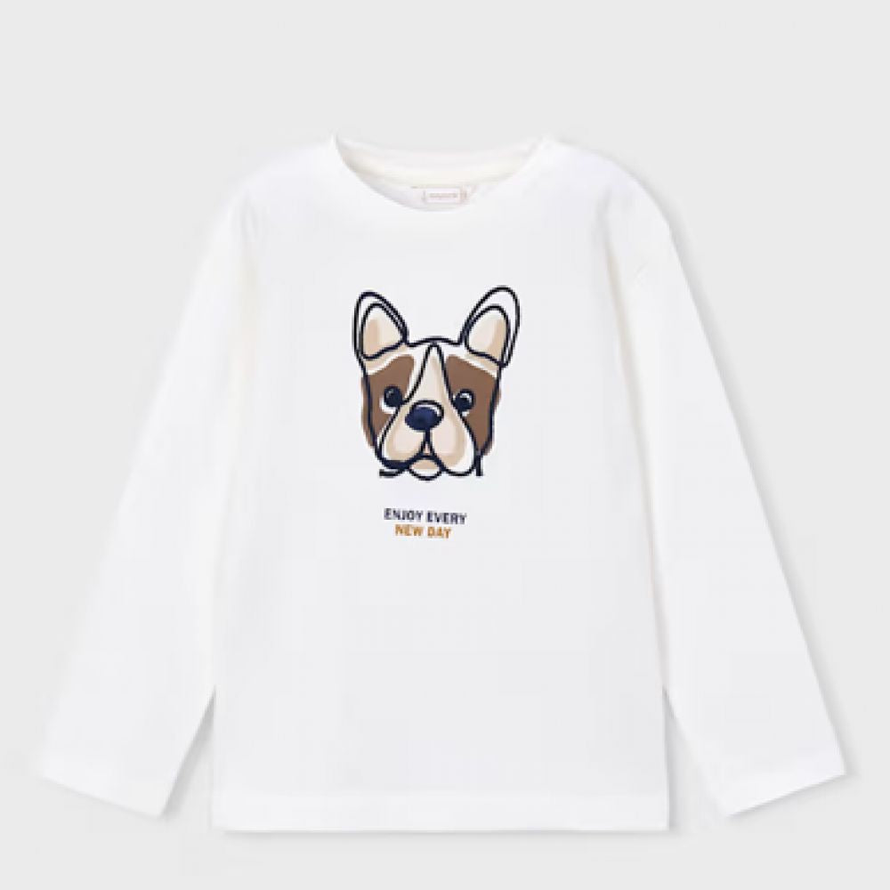 T-SHIRT ML CHIEN ECRU