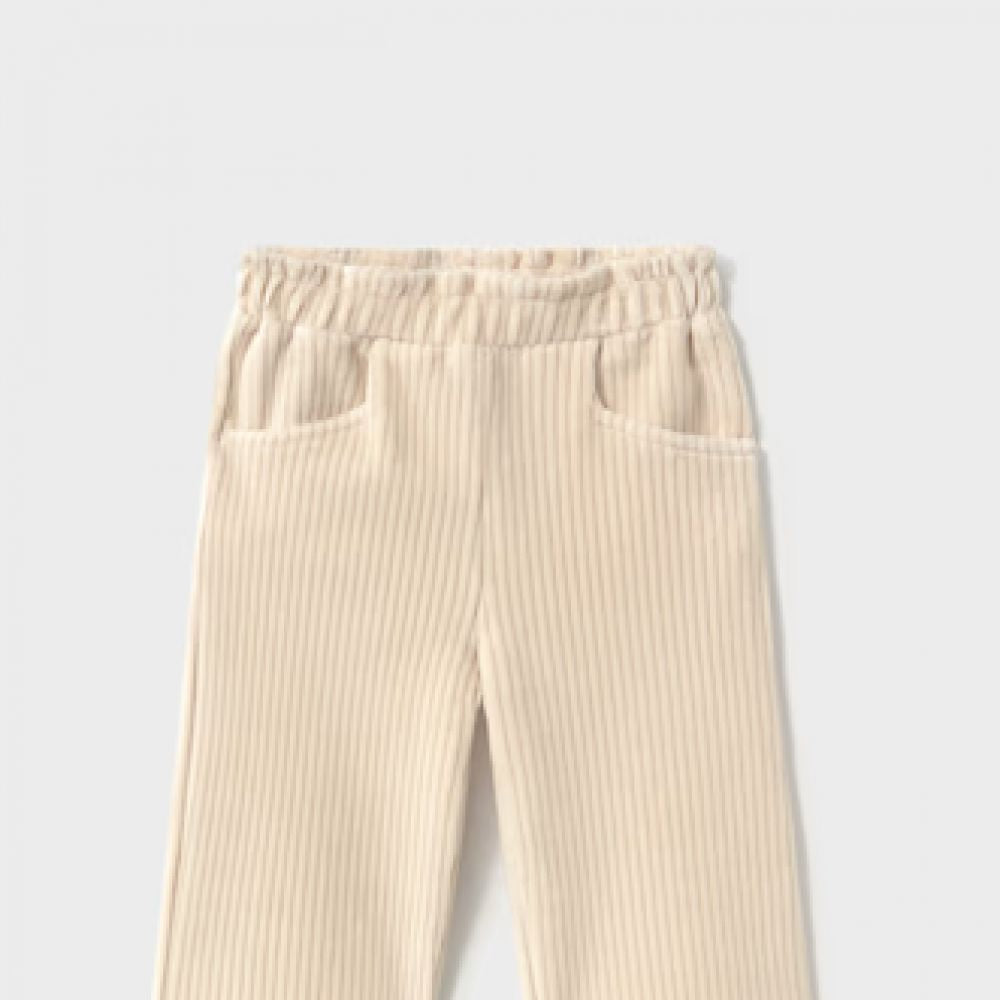 PANTALON VELOURS COTELET ECRU