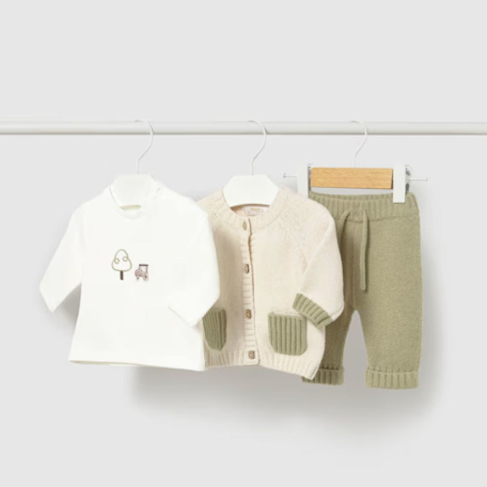 ENS 3P TRICOT SAUGE ECRU