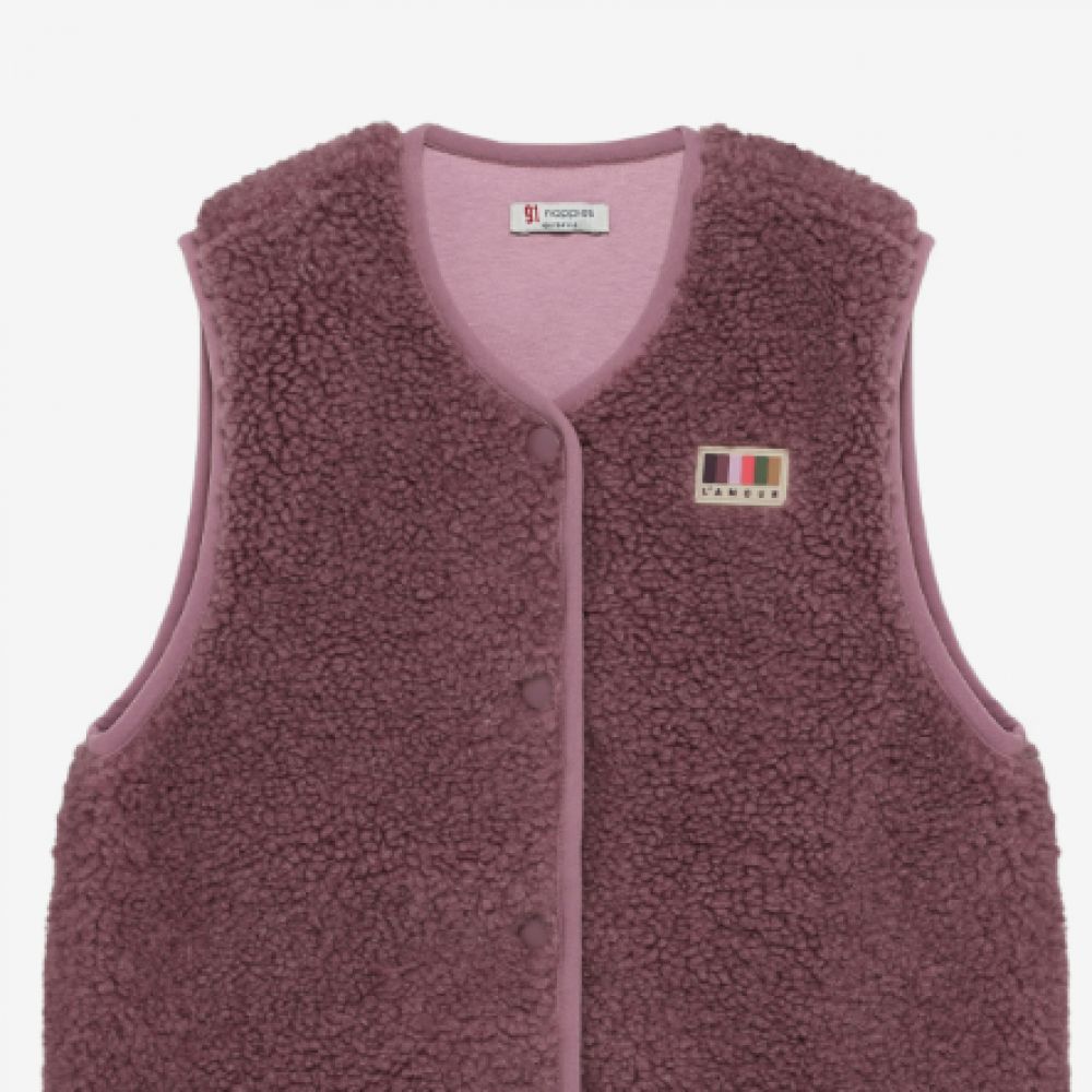 Veste sans manches moumoute mauve