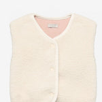 Veste sans manches moumoute ecru bebe
