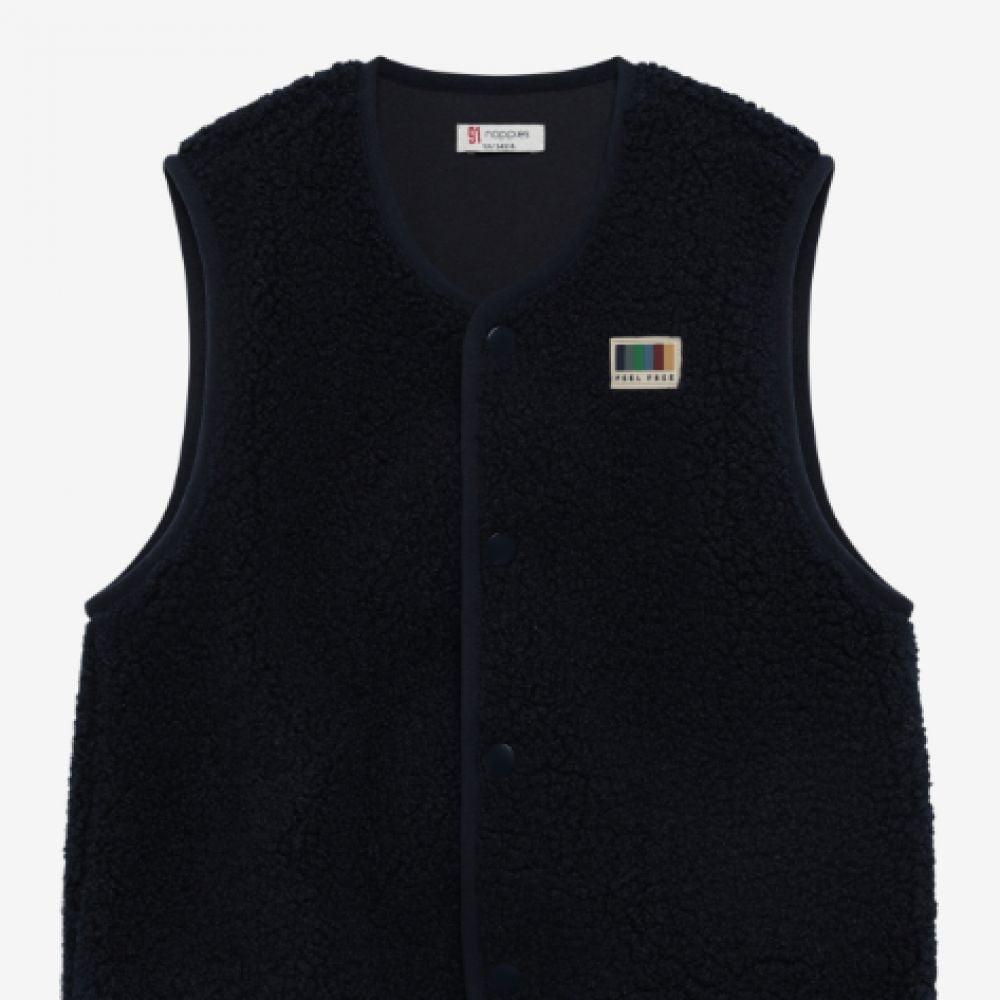 Veste sans manches moumoute bleu