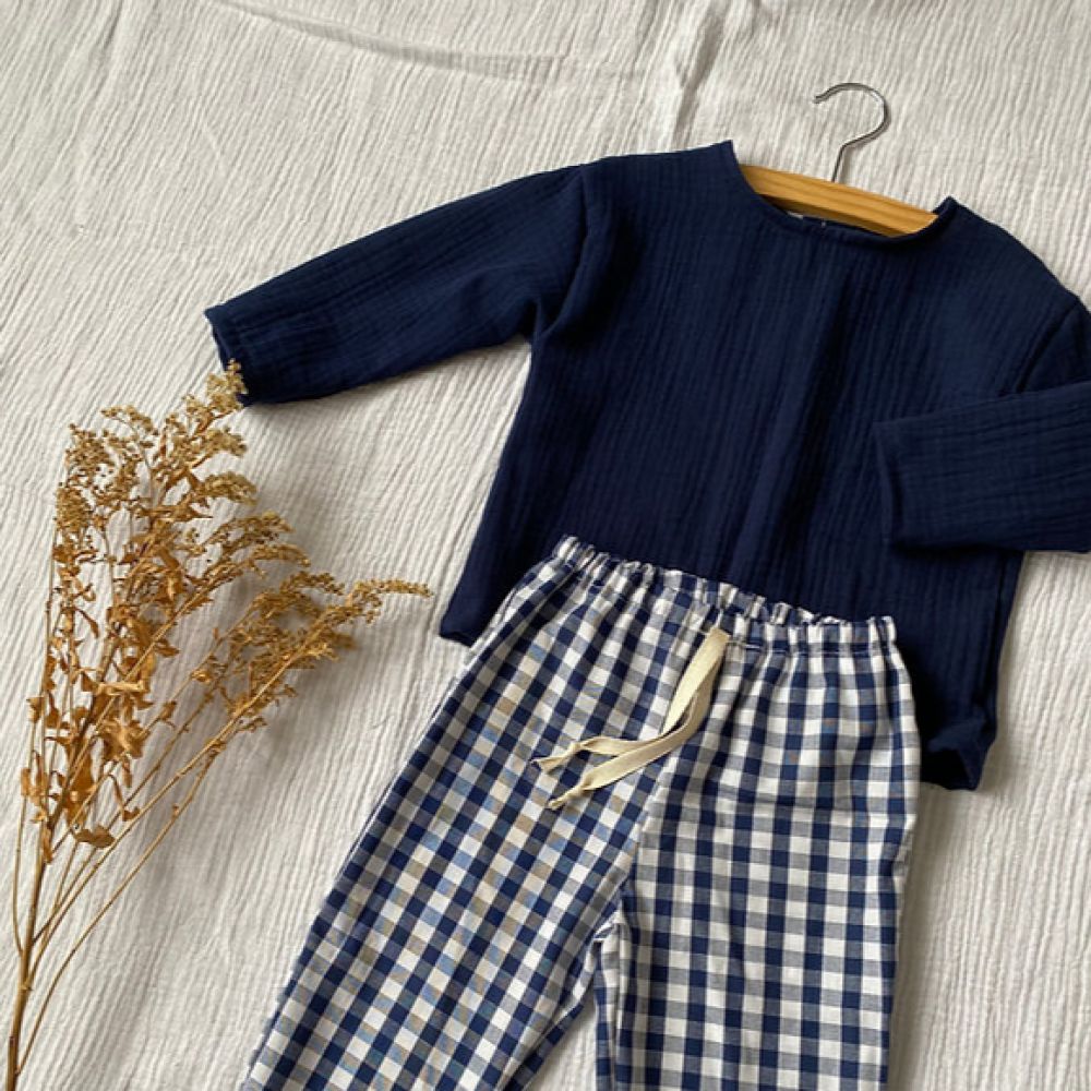 Pantalon vichy bleu marine