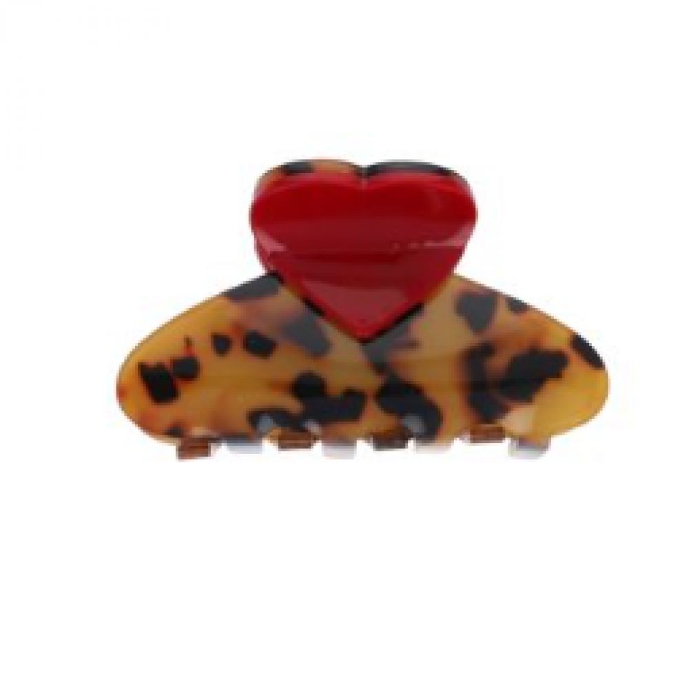 Pince coeur rouge leopard