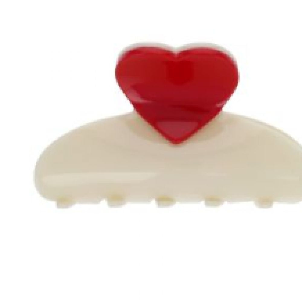 Pince coeur rouge ecru