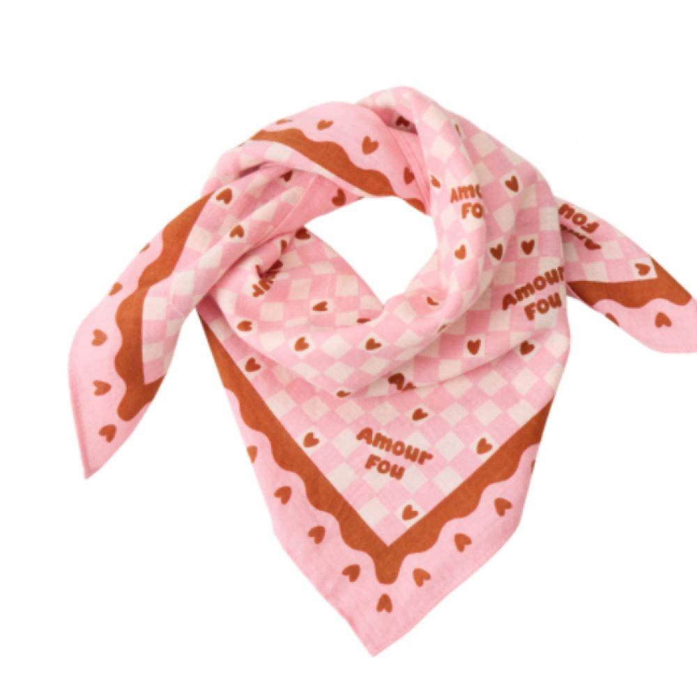 Foulard amour fou 55cm marron rose