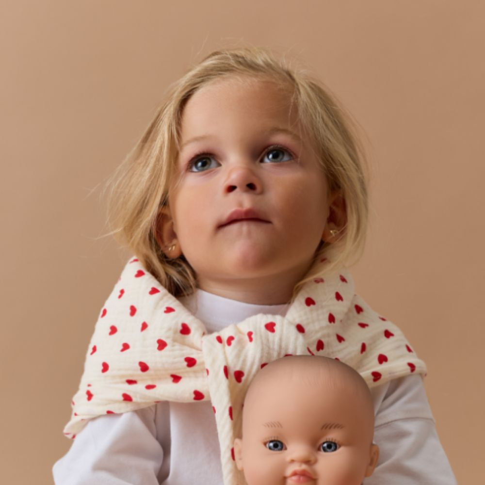 Foulard gaze coeurs rouges