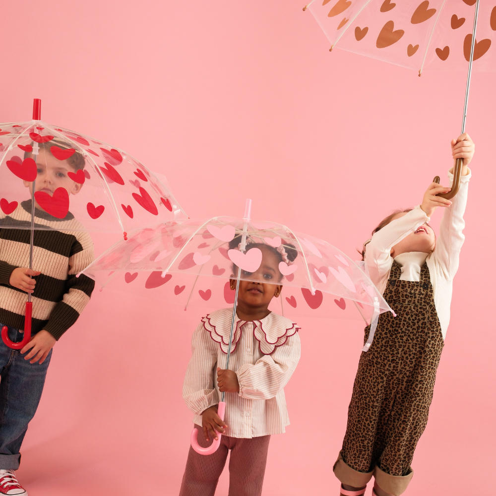 PARAPLUIE A COEURS ROSE
